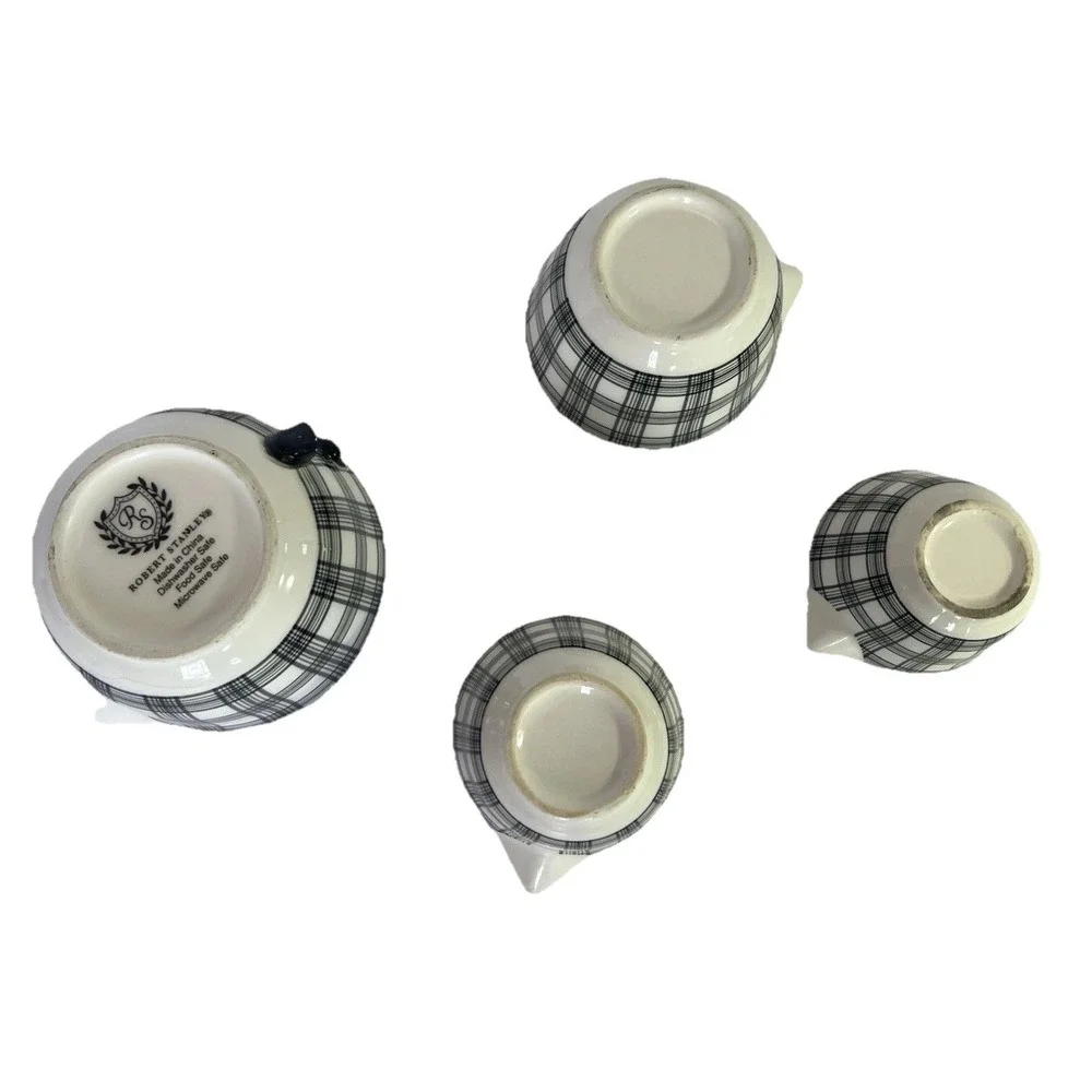 Robert Stanley Black & White Plaid 3 Set Measuring Cups 1/2‎ Cup 1/4 Cup 1/3 cup